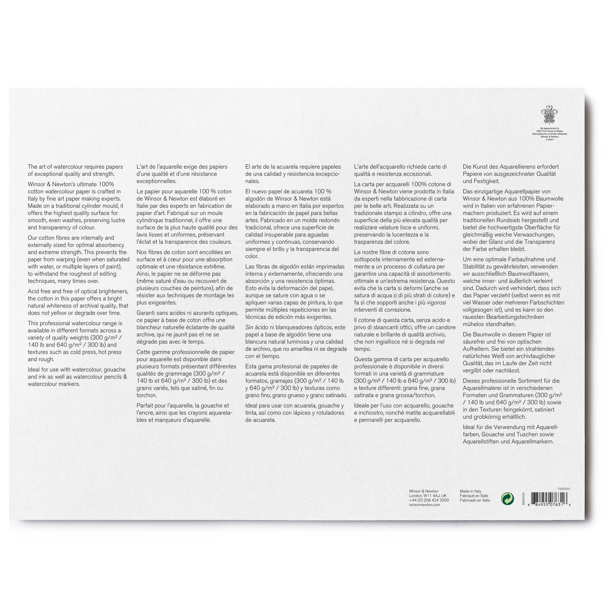 Winsor & Newton™ Professional™ 140lb. Cold Press Watercolour Paper Block